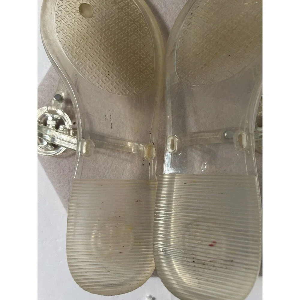 Tory Burch Mini Miller Clear Jelly With White Logo Womens Size 6